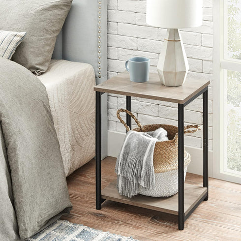 ULET271B02 VASAGLE Side Table, Small End Table, Nightstand for Living Room, Bedroom, Office, Bathroom, Greige and Black