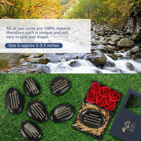 Gifts for Mom, I Love You Mom Birthday Gifts from Daughter or Son, Engraved Rock Unique Presents