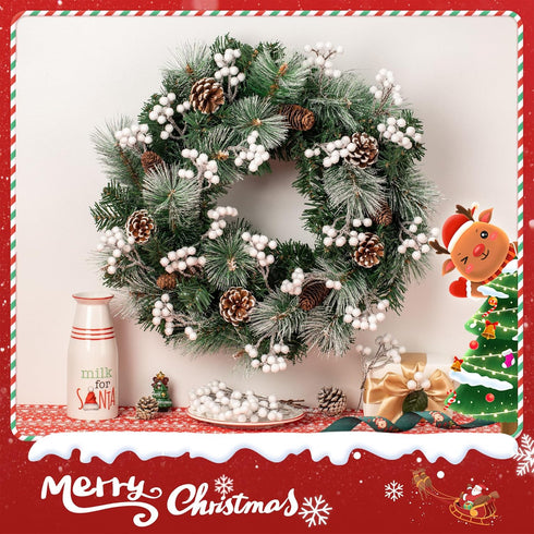Crafare 36 Pack 7 Inch Artificial Berry Stems White Holly Berry Picks for Christmas Tree Decoration Wreath Crafts