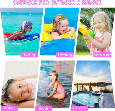 Catalonia Mermaid Hooded Bath Towel for Girl 2-6 Years Old, 100% Cotton Swim Poncho Towel, Sand Proof Beach Pool Towel