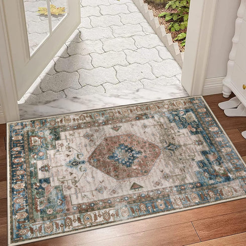 Collive Washable Indoor Doormat, Non-Slip Retro Floor Mat 24" x 36" Quick Absorbent Entrance Rug for Kitchen Home Patio