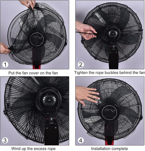 MECCANIXITY 25.6 Inch Mesh Electric Fan Dust Cover, Washable Dustproof Protection Net (Black)