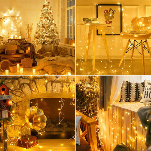 98FT 8 200 30V YOUNGAR String Lights Outdoor, Modes Fairy Twinkle Christmas LED Lights, Plug-in for Tree, Home, Garden