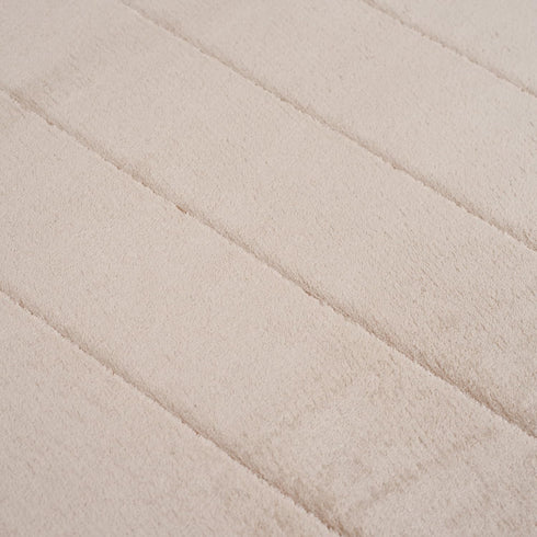 Oversized Bathroom Rug by Lavish Home - Memory Foam Bath Mat in Beige Textured Stripes, Extra Long Non-Slip Runner