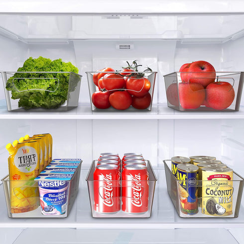 Simple Houseware Clear Storage Bins Organizer for Freezer/Fridge/Pantry, 12'' x 6.2'' x 3.4'', 4 Packs
