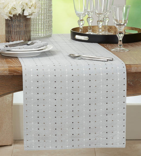 Saro Lifestyle Stitched Line Table Runner, Grey, 16" x 72"