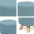 Asense Small Round Ottoman Foot Rest Stool Fabric Padded Seat Footstool Ottoman with Anti-Slip Wooden Legs (Light
