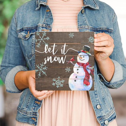 Sincere Surroundings Let It Snow 8 x 8 Decor