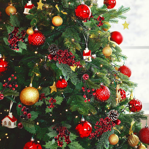 18 MIAHART Pcs Christmas Picks Artificial Pine Branches Red Berry Stems Pine Picks Spray with Pine Cone Apples Holly