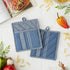 DII French Stripe Kitchen Collection, Potholders, Chambray Blue, 2 Count