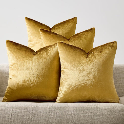 GIGIZAZA Velvet Gold Pillow Covers 18x18, Pack of 4, Decorative Throw Pillow Soft Covers for Living Room