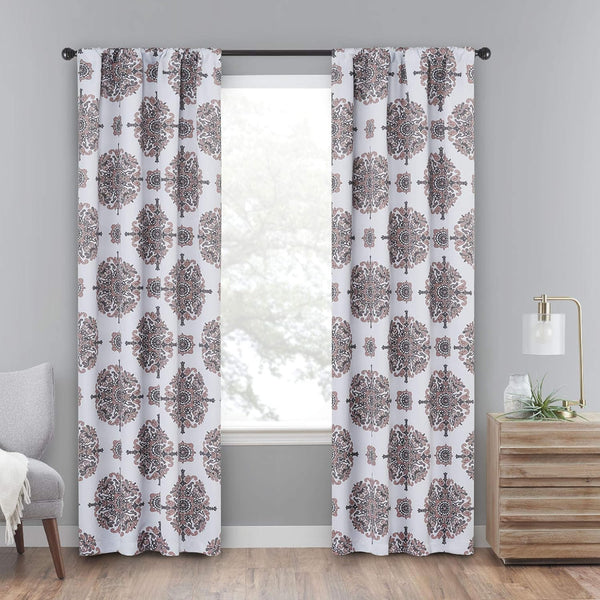 ECLIPSE Olivia Modern Farmhouse Room Darkening Thermal Window Curtain, 37" x 95", Cameo (1 Panel)