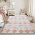 PureCozy 4x6 Pink Area Rug for Living Room Washable Non Slip Neutral Soft Bedroom Checkered Carpet Fluffy Modern Shag