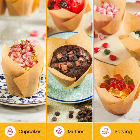 Tulip Cupcake Liners, 150pcs Muffin Liners for Baking by Baker’s Signature, Sturdy, Greaseproof & Easy to Use