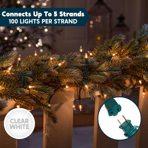 Indoor,200(2x100) Light,42.8 Joiedomi Clear Christmas String Lights Mini White Fairy FT Lighting Decor for Patio Dorm