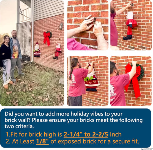 NACETURE Brick Hook Clips (8 Pack) - Fits 2-1/4 to 2-2/5 Inch Bricks, Requires More Than 1/8” Brick Wall Cement Gap