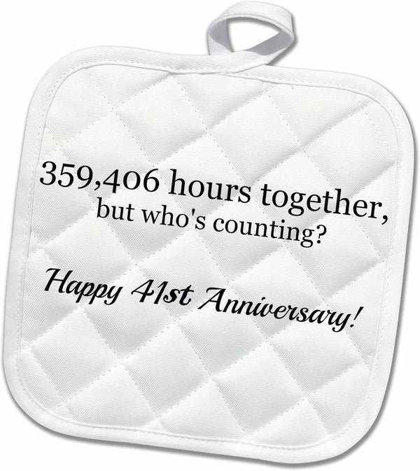 3D Rose Happy 41St Anniversary Pot Holder, 8 x 8