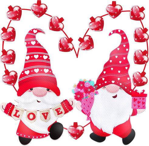 29PCS Valentines Day Car Refrigerator Decorations - Reflective Valentine Gnome Heart Magnets Decor Party Ornaments