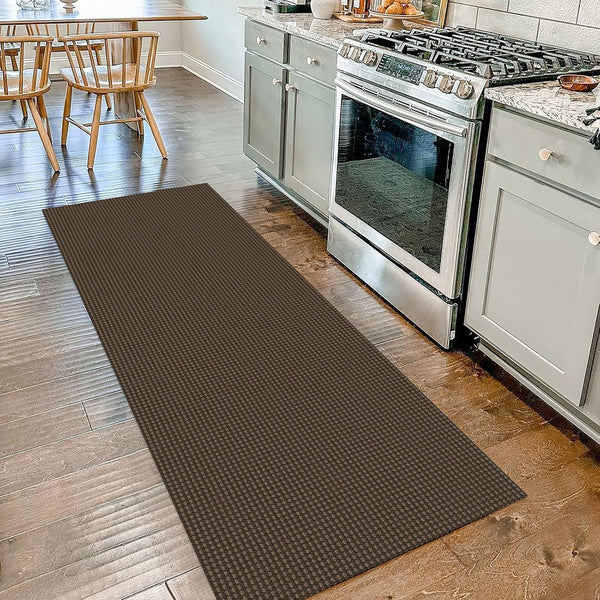IOHOUZE Washable Runner Rug 2'x7', Rubber Backing for Hallways, Indoor Kitchen Rugs, Woven Cotton Floor Carpet (Brown)