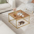 26.4 26.4in, WLIVE Coffee Table, Glass Coffee Table for Living Room, Modern Small Coffee Table with Tempered Glass