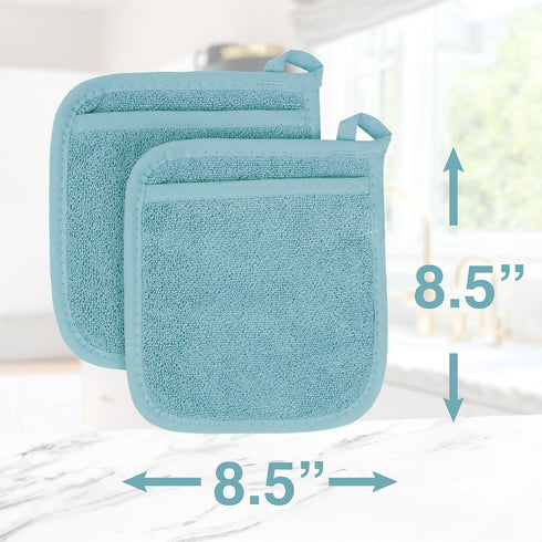Ritz Terry Pocket Mitt & Hot Pad - 2-Pk - Durable 100% Cotton - Heat Resistant - Ergonomic Grip - Easy-Care