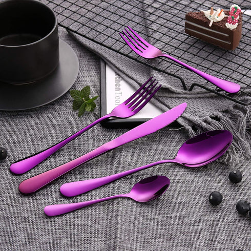 Silverware Set, 20-Piece Purple Flatware Cutlery Set, Service for 4, Stainless Steel Kitchen Utensil Set for Home &