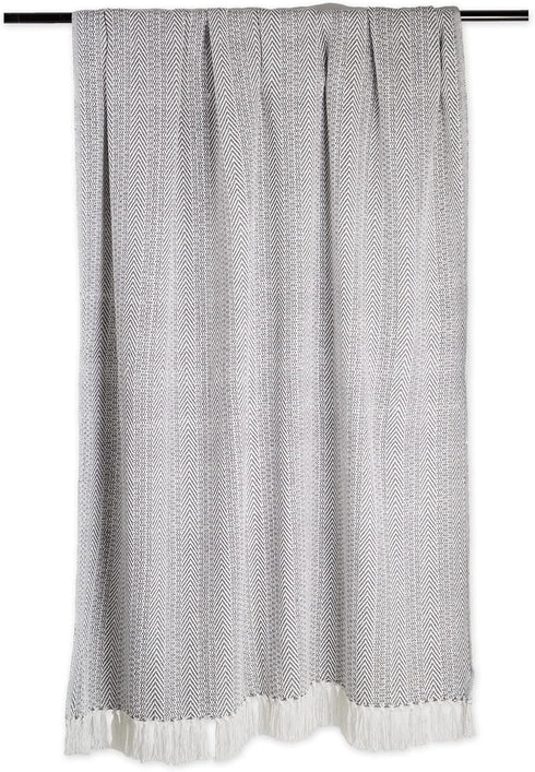 DII Herringbone Striped Collection Cotton Throw Blanket, Gray, 50x60