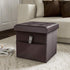 Lavish Home Foldable Storage Cube Ottoman with Pocket Tufted Faux Leather Footrest Organizer for Bedroom, Living Room