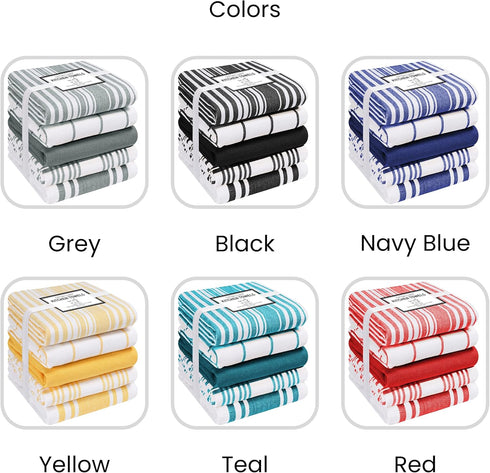 Cotton Clinic Kitchen Dish Tea Towels, 16x28 Ring Spun Cotton Set of 5, Gray, Dish Cloths, Bar Towels