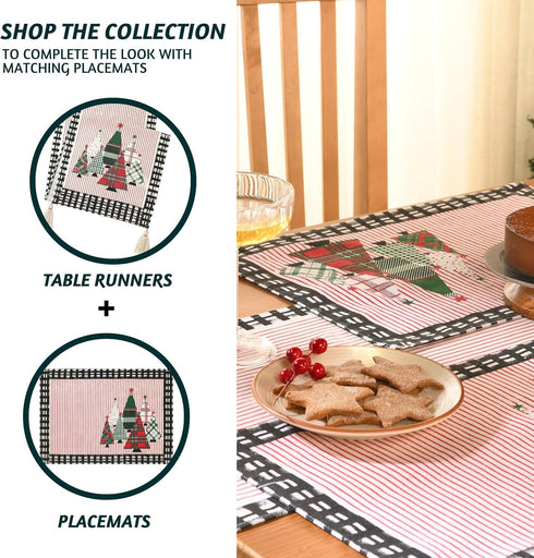 90 Inches 100% Folkulture Christmas Table Runner Long Cotton Red Buffalo Plaid Table Runner for Dining Table, Coffee