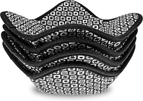 Sheff Microwave Bowl Cozy Huggers, Set of 4, Durable Holders for Hot and Cold Bowls, Ideal Household Gift (Black and