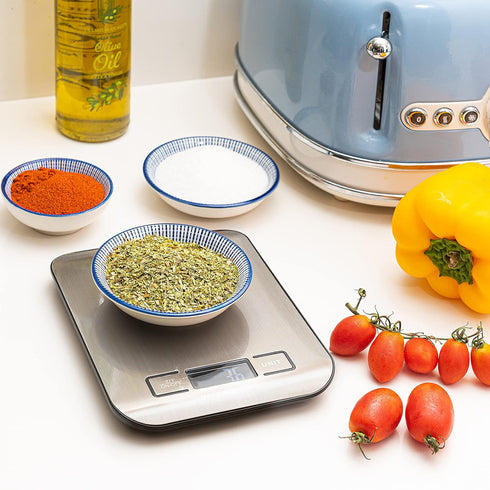 Moss and Stone Digital Kitchen Scale, Multifunction Accuracy Scale with LCD Display, 11 Lb 5 Kg, Stainless Steel