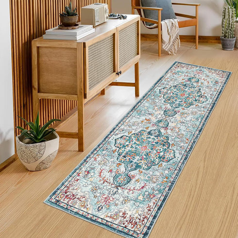 Pauwer Farmhouse Runner Rug 2x6 Kitchen Rugs Washable Non Slip Hallway Runner Rug Soft Fluffy Low Pile Carpet, Grey