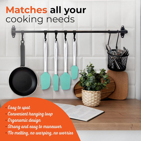 M KITCHEN Silicone Spatula Set, Heat Resistant & BPA Free, 4 Piece Nonstick Rubber Spatulas for Cooking and Baking