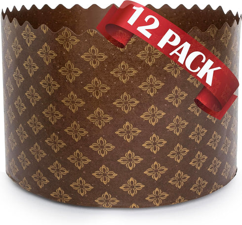 Paska Mold Kulich Panettone Mold, 12 Pack 15oz Easter Bread Paper Mold, Large Panettone Baking Molds, 5.1x3.35-in
