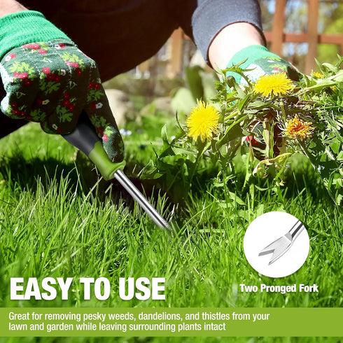 WORKPRO 11.5" Dandelion Weeder Puller Tool, Polished Stainless Steel Garden Weed Remover for Gardening