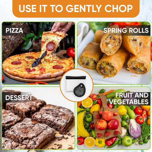 Spring Chef Dough Bench Scraper for Baking, Stainless Steel Kitchen Dough Cutter Tool, Dishwasher Safe, Black