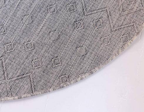 Unique Loom 3' 3" Round Outdoor Trellis Collection Area Rug, Tribal Trellis, Gray/Black