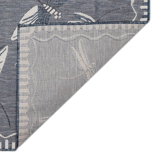 Liora Manne Carmel Low Profile Indoor/Outdoor Woven Rug, Decorative Botanical Dragonfly in Navy, 3'3" x 4'11"