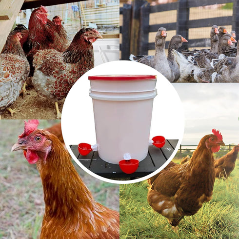16pack (16) Large Poultry Waterer Cups, Professional Chicken Water Cups for Poultry LANARP Float Style Gravity Chicken