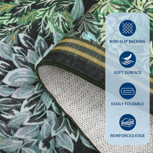 2.5x8, GarveeHome Forest Runner Rug Blue Green Washable Runner Rug for Kitchen, Botanical Low Pile Non Slip Stain