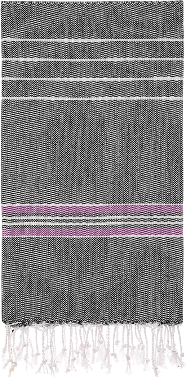 Cacala Turkish Beach Towel, Quick Dry Prewashed, Extra Large Peshtemal for Bathroom, Travel, Pool, 37 in x 70 in