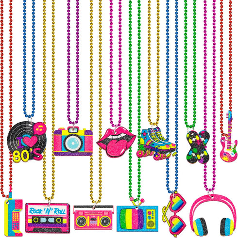 Moon Boat 48PCS 80s Party Decorations Favors: Retro Disco Rock Beads Bulk