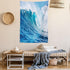 Lunarable Ocean Tapestry King Size, Sea Storm with Swirling Wave Print, Wall Hanging Bed Cover