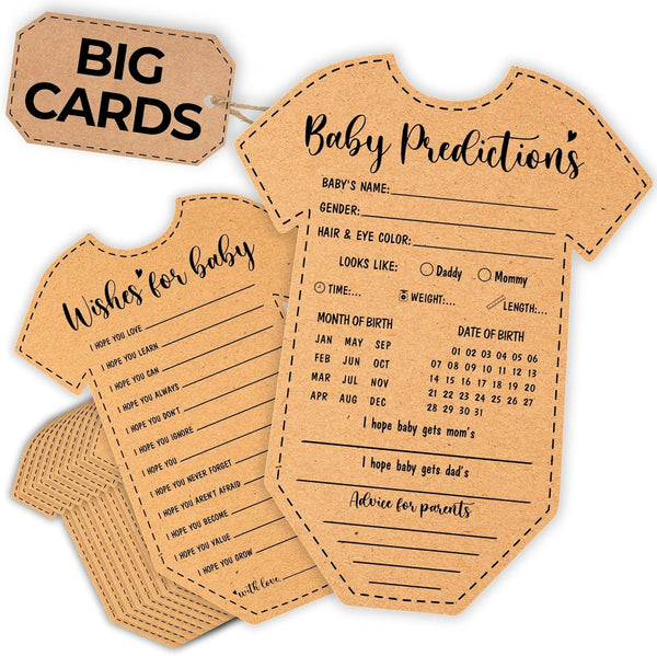 WOODAMORE Baby Prediction and Advice Cards - Well Wishes Cards for Baby