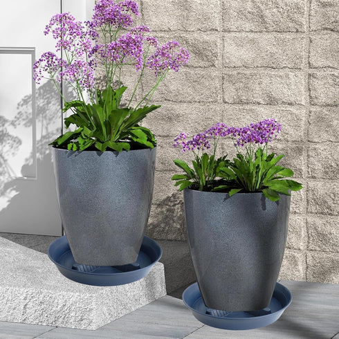 Feyvdzv 4 Pack 8 inch, 10 12 14 17 inch, Plant Saucer Plant Stand Plastic Plant Saucers for Indoors Outdoor, Heavy Duty