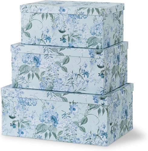 Soul & Lane Decorative Cardboard Storage Boxes - Springtime Joy Set of 3 Floral Nesting Boxes with Lids for Keepsakes