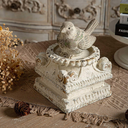 SOFE Column Pedestal Stand for Decoration Display, Distressed White Small Plant Stand, Large Candle Stand, Column Side