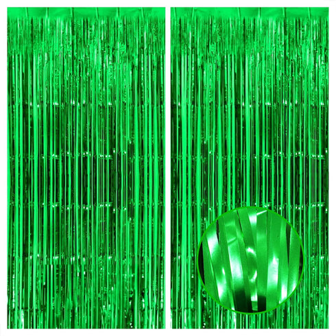 KatchOn Green Streamers, 3.2x8 Ft, Pack of 2, Backdrop for Jungle Party Decoration, Tropical Safari Decorations