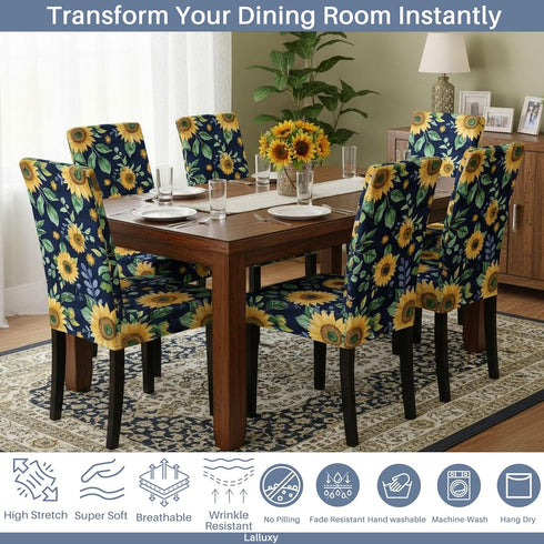 Set 6, Chair Covers for Dining Chair of Stretchy Soft Parson Chair Covers Removable Washable Kitchen Dining Room Chair